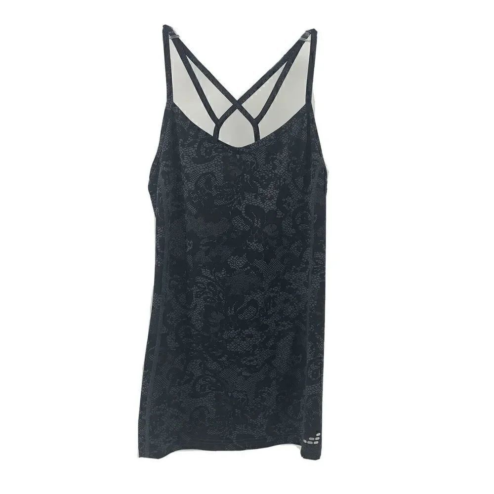 BCG Lace Print Cross Back Stretchy Tank Medium
